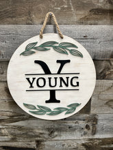 Load image into Gallery viewer, Personalized last name 16” Welcome Round Doorhanger