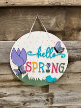 Load image into Gallery viewer, 16” hello spring tulip Round Doorhanger