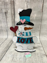 Load image into Gallery viewer, Love snowman winter Valentine shelf sitter craft sign kit