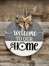 Load image into Gallery viewer, Welcome to our home interchangable 16” Round Doorhanger