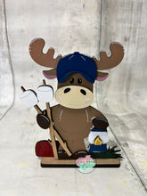Load image into Gallery viewer, moose camping fishing shelf sitter craft sign kit