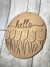 Load image into Gallery viewer, 12” hello spring tulip Round Doorhanger
