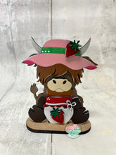 Load image into Gallery viewer, Highland Cow Strawberry set of 2 shelf sitter craft sign kit
