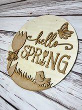 Load image into Gallery viewer, 16” hello spring tulip Round Doorhanger