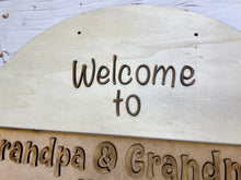 Load image into Gallery viewer, Welcome to Grandpa & Grandma’s house 16” Round flower Doorhanger