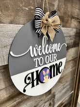 Load image into Gallery viewer, Welcome to our home interchangable 16” Round Doorhanger
