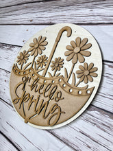 Load image into Gallery viewer, 16” hello spring umbrella floral Round Doorhanger