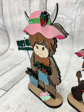 Load image into Gallery viewer, Highland Cow Strawberry set of 2 shelf sitter craft sign kit