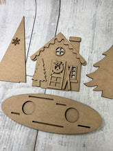 Load image into Gallery viewer, Winter cabin mantle scene shelf sitter craft sign kit