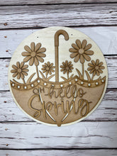 Load image into Gallery viewer, 16” hello spring umbrella floral Round Doorhanger