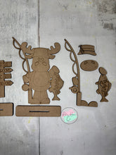 Load image into Gallery viewer, moose camping fishing shelf sitter craft sign kit