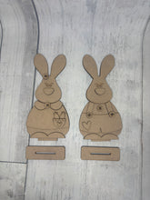 Load image into Gallery viewer, Easter bunny primitive couple shelf sitter craft sign kit