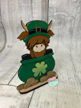 Load image into Gallery viewer, St Patricks Highland Cow shelf sitter craft sign kit