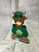 Load image into Gallery viewer, St Patricks Highland Cow shelf sitter craft sign kit