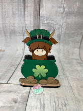 Load image into Gallery viewer, St Patricks Highland Cow shelf sitter craft sign kit