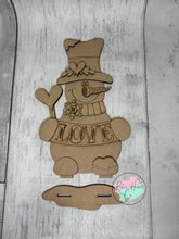 Load image into Gallery viewer, Love snowman winter Valentine shelf sitter craft sign kit