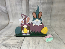 Load image into Gallery viewer, Easter gnomes with eggs sitting shelf sitter craft sign kit