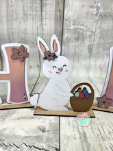Load image into Gallery viewer, Easter HOP with bunny sitting shelf sitter craft sign kit