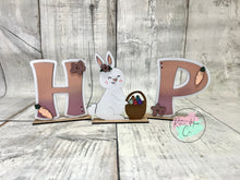 Load image into Gallery viewer, Easter HOP with bunny sitting shelf sitter craft sign kit