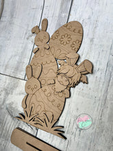 Load image into Gallery viewer, Easter bunnies stacked with highland sitting shelf sitter craft sign kit