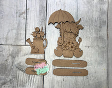 Load image into Gallery viewer, Spring highland sitting with umbrella shelf sitter craft sign diy kit