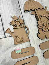 Load image into Gallery viewer, Spring highland sitting with umbrella shelf sitter craft sign diy kit