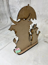 Load image into Gallery viewer, Spring highland sitting with umbrella shelf sitter craft sign diy kit