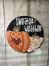 Load image into Gallery viewer, 16” Fall sweater weather Round Doorhanger