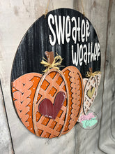 Load image into Gallery viewer, 16” Fall sweater weather Round Doorhanger