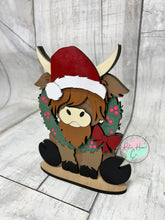 Load image into Gallery viewer, Christmas Highland cow wreath craft sign kit