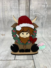 Load image into Gallery viewer, Christmas Highland cow wreath craft sign kit