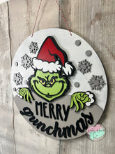 Load image into Gallery viewer, Merry Grinchmas Christmas doorhanger round sign kit