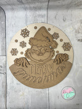 Load image into Gallery viewer, Merry Grinchmas Christmas doorhanger round sign kit