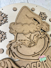 Load image into Gallery viewer, Merry Grinchmas Christmas doorhanger round sign kit