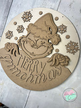 Load image into Gallery viewer, Merry Grinchmas Christmas doorhanger round sign kit