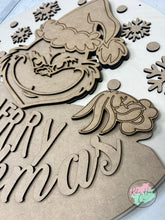 Load image into Gallery viewer, Merry Grinchmas Christmas doorhanger round sign kit
