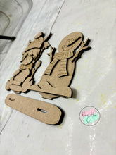 Load image into Gallery viewer, Winter Highland Cow Snowman shelf sitter craft sign kit