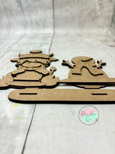 Load image into Gallery viewer, Winter Highland Cow Snowman shelf sitter craft sign kit