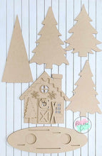 Load image into Gallery viewer, Winter cabin mantle scene shelf sitter craft sign kit