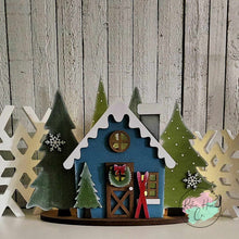 Load image into Gallery viewer, Winter cabin mantle scene shelf sitter craft sign kit