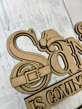 Load image into Gallery viewer, Santa is coming to town Christmas shelf sitter