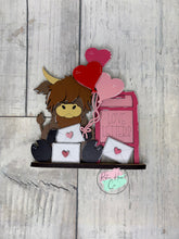 Load image into Gallery viewer, Valentine Highland Cow love letters shelf sitter craft sign kit