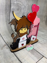 Load image into Gallery viewer, Valentine Highland Cow love letters shelf sitter craft sign kit