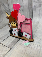 Load image into Gallery viewer, Valentine Highland Cow love letters shelf sitter craft sign kit