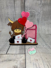 Load image into Gallery viewer, Valentine Highland Cow love letters shelf sitter craft sign kit