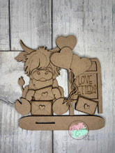 Load image into Gallery viewer, Valentine Highland Cow love letters shelf sitter craft sign kit