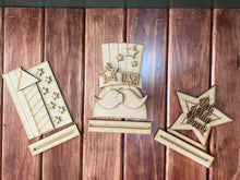 Load image into Gallery viewer, 4th of July Trio standing Uncle Sam, fireworks, star