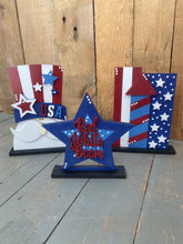 Load image into Gallery viewer, 4th of July Trio standing Uncle Sam, fireworks, star
