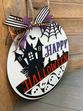 Load image into Gallery viewer, 16” Happy Halloween Round Doorhanger
