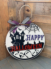 Load image into Gallery viewer, 16” Happy Halloween Round Doorhanger